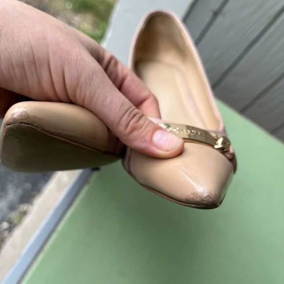 Coach Bowery Kitten Heels Nude Leather Pumps Sz 8.5 | Pointed Toe 3" Heel - Picture 9 of 14